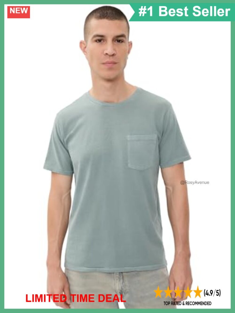 Garment Dye Cotton Crew Neck Pocket Tee Short Sleeve Classic Fit